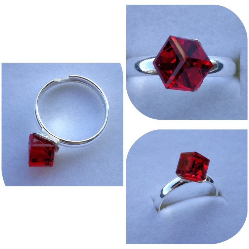 Inel reglabil Argint 925 si Swarovski Cube