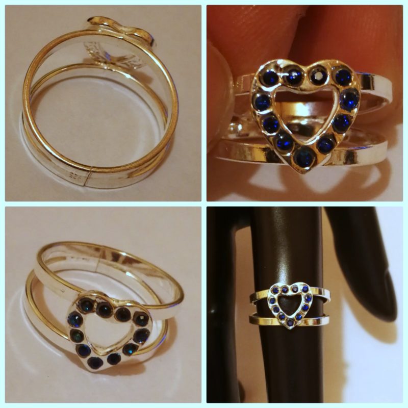 Inel reglabil inimioara din Argint 925 si Swarovski Elements