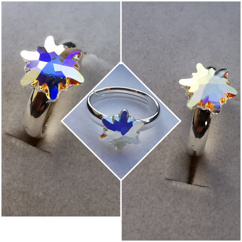 Inel reglabil Argint 925 si Swarovski Floare de colt