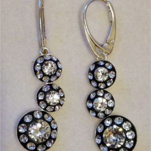 Cercei Argint 925 ceralun negru si elemente Crystal