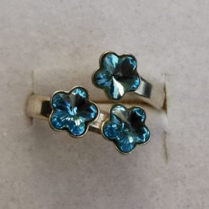 Inel reglabil Argint 925 si Swarovski 3 Flowers