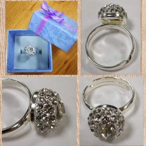 Inel reglabil Argint 925, ceralun si Swarovski Crystal