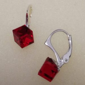 Cercei Argint 925 si Swarovski Cube 6mm