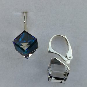Cercei Argint 925 si Swarovski Cube 8mm