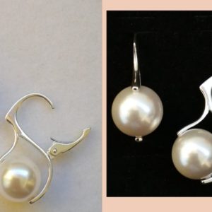 Cercei tortite inchise din argint 925 si perle Swarovski Pearl