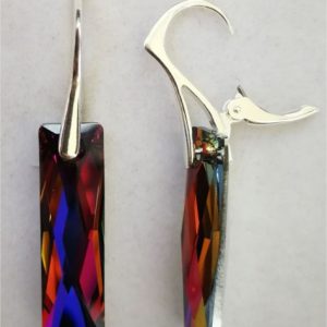 Cercei Argint 925 si Swarovski Queen baguette Vulcano