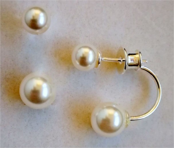Cercei cu perle Swarovski White pearls, stil Dior