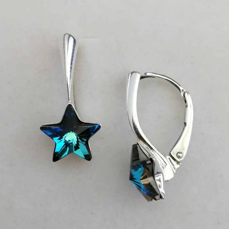 cof Cercei tortita inchisa Argint 925 si Swarovski Star Bermuda Blue