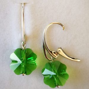 dav Cercei Trifoi Argint si margele Swarovski Fern Green