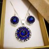 dav Set ceralun Argint 925 si Swarovski Round Blue
