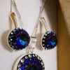 dav Set ceralun Argint 925 si Swarovski Round Blue