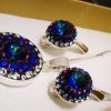 dav Set ceralun Argint 925 si Swarovski Round Blue