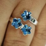 Inel reglabil Argint 925 si Swarovski 3 Flowers
