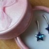 Cercei tortita inchisa Argint 925 si Swarovski Star Bermuda Blue