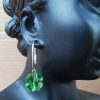 Cercei Trifoi Argint si margele Swarovski Fern Green