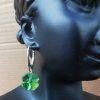 Cercei Trifoi Argint si margele Swarovski Fern Green