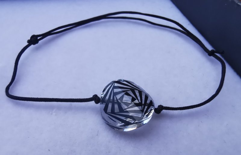nor Bratara reglabila cu fir negru Swarovski twist zebra