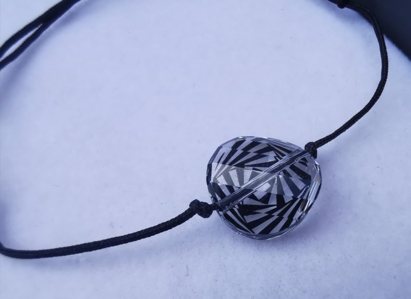 nor Bratara reglabila cu fir negru Swarovski twist zebra