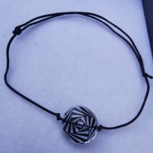 nor Bratara reglabila cu fir negru Swarovski twist zebra