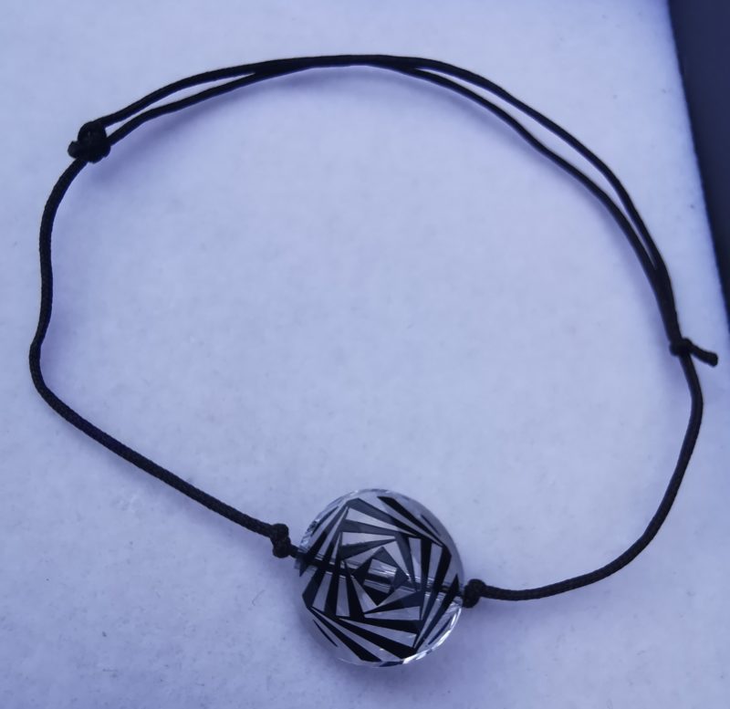 nor Bratara reglabila cu fir negru Swarovski twist zebra