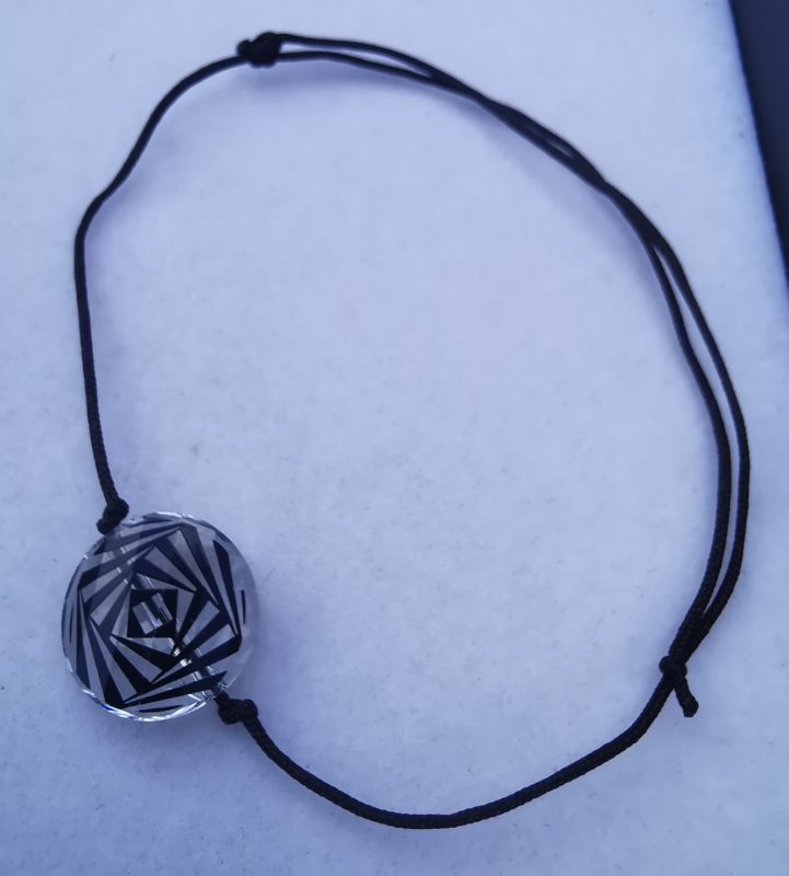 nor Bratara reglabila cu fir negru Swarovski twist zebra