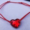 nor Bratara reglabila cu fir rosu Swarovski heart