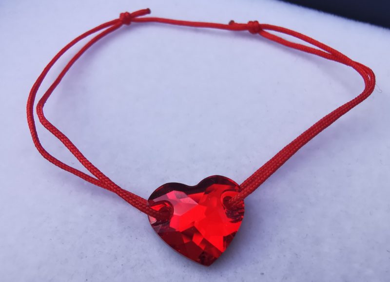 nor Bratara reglabila cu fir rosu Swarovski heart