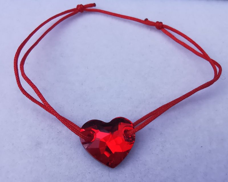 nor Bratara reglabila cu fir rosu Swarovski heart