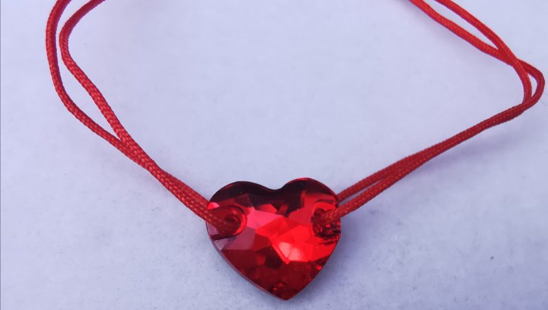 nor Bratara reglabila cu fir rosu Swarovski heart