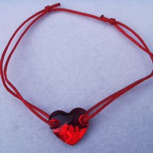 nor Bratara reglabila cu fir rosu Swarovski heart