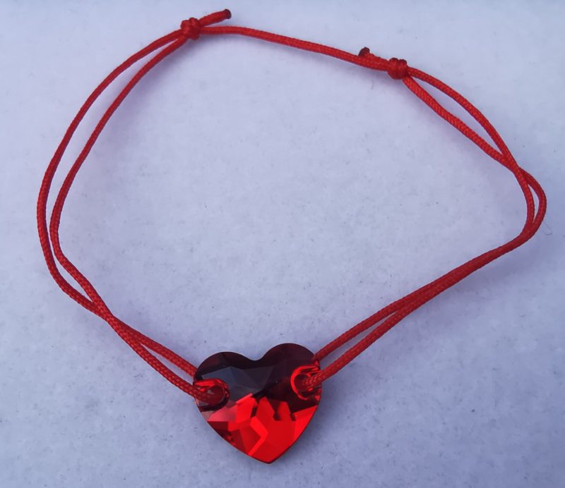 nor Bratara reglabila cu fir rosu Swarovski heart