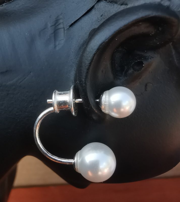 Cercei cu perle Swarovski White pearls, stil Dior