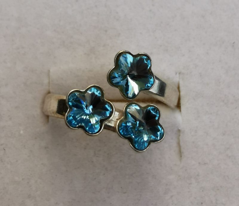 Inel reglabil Argint 925 si Swarovski 3 Flowers