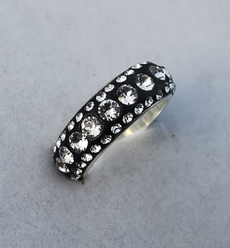 Inel din Argint 925, ceralun negru si cristale Swarovski Crystal
