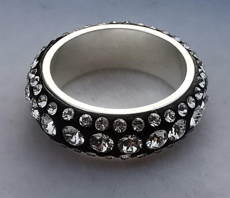 Inel din Argint 925, ceralun negru si cristale Swarovski Crystal