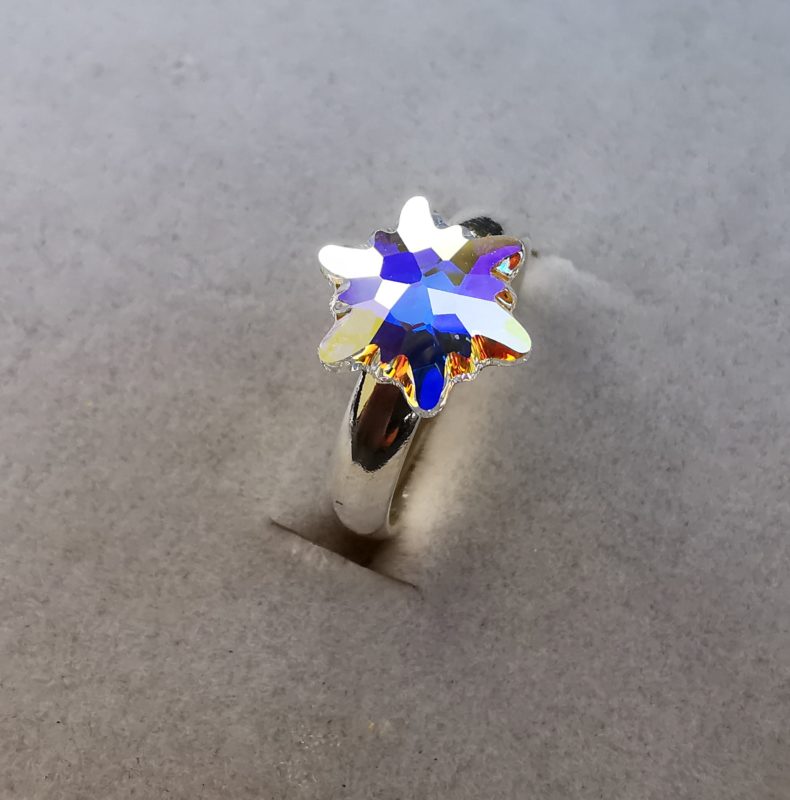 Inel reglabil Argint 925 si Swarovski Floare de colt