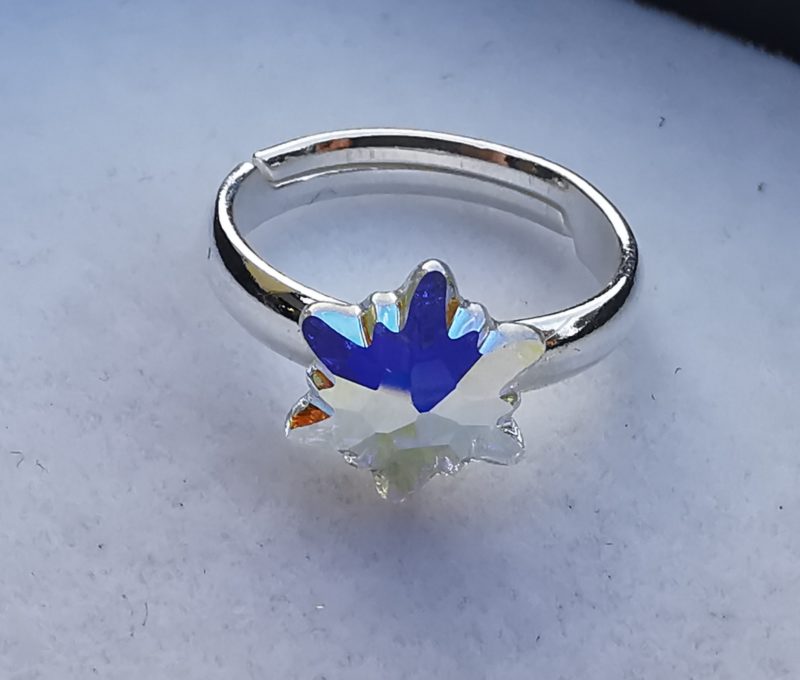 Inel reglabil Argint 925 si Swarovski Floare de colt