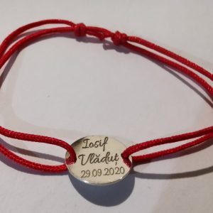 oznorWO Bratara reglabila cu fir rosu de matase cu link Banut Gravat personalizat