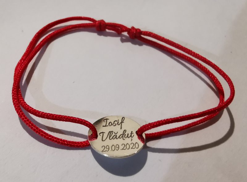 oznorWO Bratara reglabila cu fir rosu de matase cu link Banut Gravat personalizat
