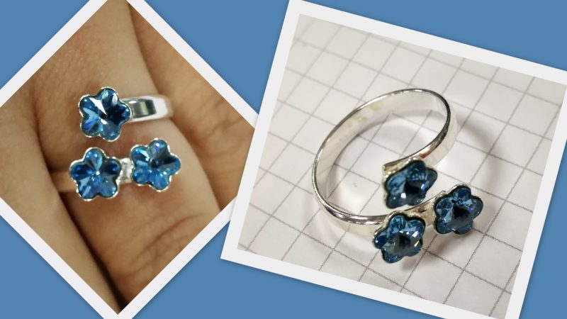 Inel reglabil Argint 925 si Swarovski 3 Flowers