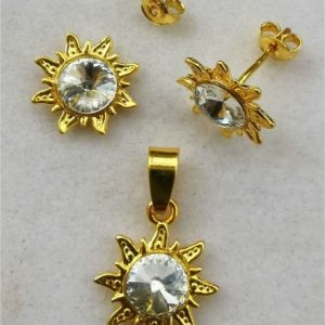 Set Sunny din cercei si pandantiv Argint 925 suflat cu aur si cristale Srawovski Breslo - Google Chrome Set Sunny cercei si pandantiv Argint 925 suflat cu aur si cristale Swarovski