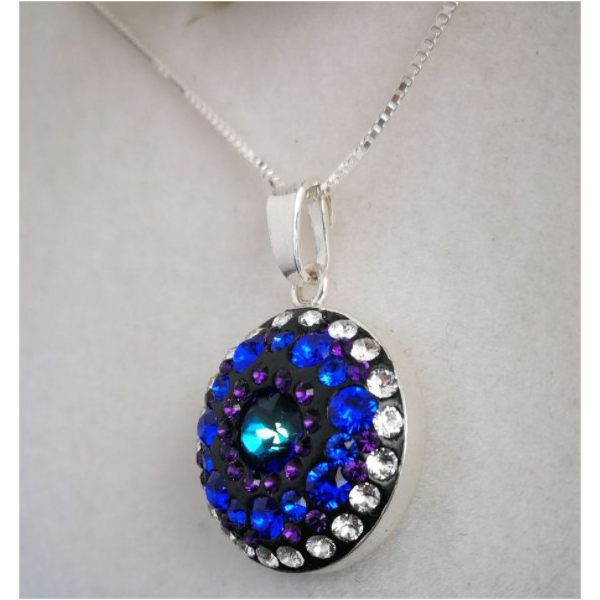 zxczxcz Set ceralun Argint 925 si Swarovski Round Blue