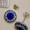 1 Cercei tija dordura dubla din Argint 925, Ceralun si Swarovski - Blue Magic