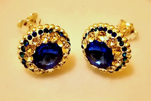 44825725_2061210583943331_1077629314863726592_n Cercei tija dordura dubla din Argint 925, Ceralun si Swarovski - Blue Magic
