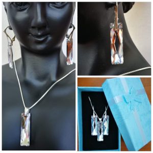 61161592_2389612217769831_5940420780935348224_o Set Cercei si Lantisor din Argint 925 si Swarovski Queen Baguette