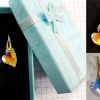 Cercei Leverback Argint 925 suflat cu aur galben si Swarovski Heart Devoted 2 U