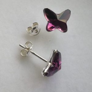 ptr Cercei tije argint si cristale Swarovski Butterfly Flatback