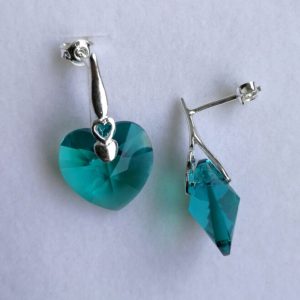 cof Cercei tija argint cu inimioara si cristale Swarovski Heart 14mm
