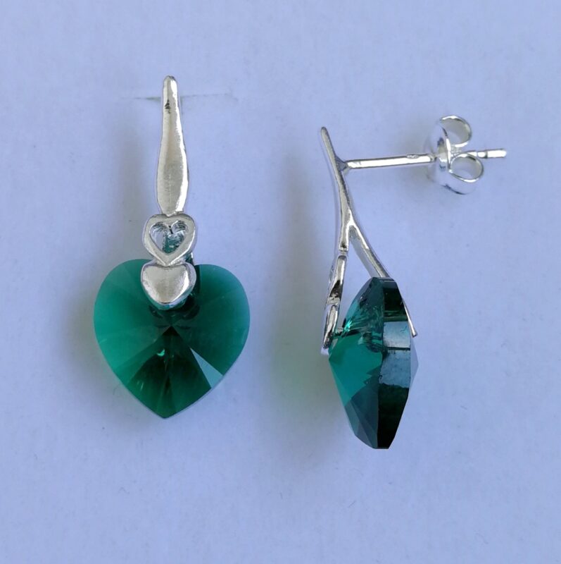 dav Cercei tija argint cu inimioara si cristale Swarovski Heart 10mm