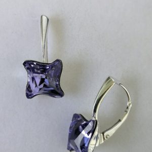edf Cercei argint si Swarovski Twister romb orizontal